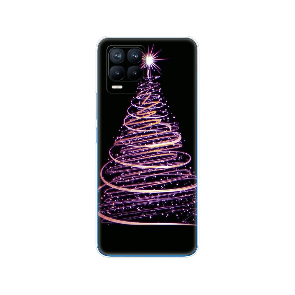 Für Realme 8 Hülle 6,4 Zoll Rückseitige Telefonabdeckung Für Realme 8 Pro OPPO Realme8 4G RMX3085 Stoßstange Winter Weihnachten Schnee Baum Neujahr