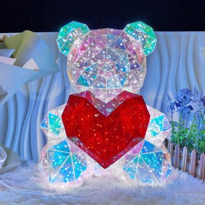 Teddybär-Nachtlicht, prismatisch schillernde LED-Bärenlampe, DIY-Montage, bunte Hasenlampe als Geschenk zum Valentinstag, Schlafzimmer, Party-Dekor