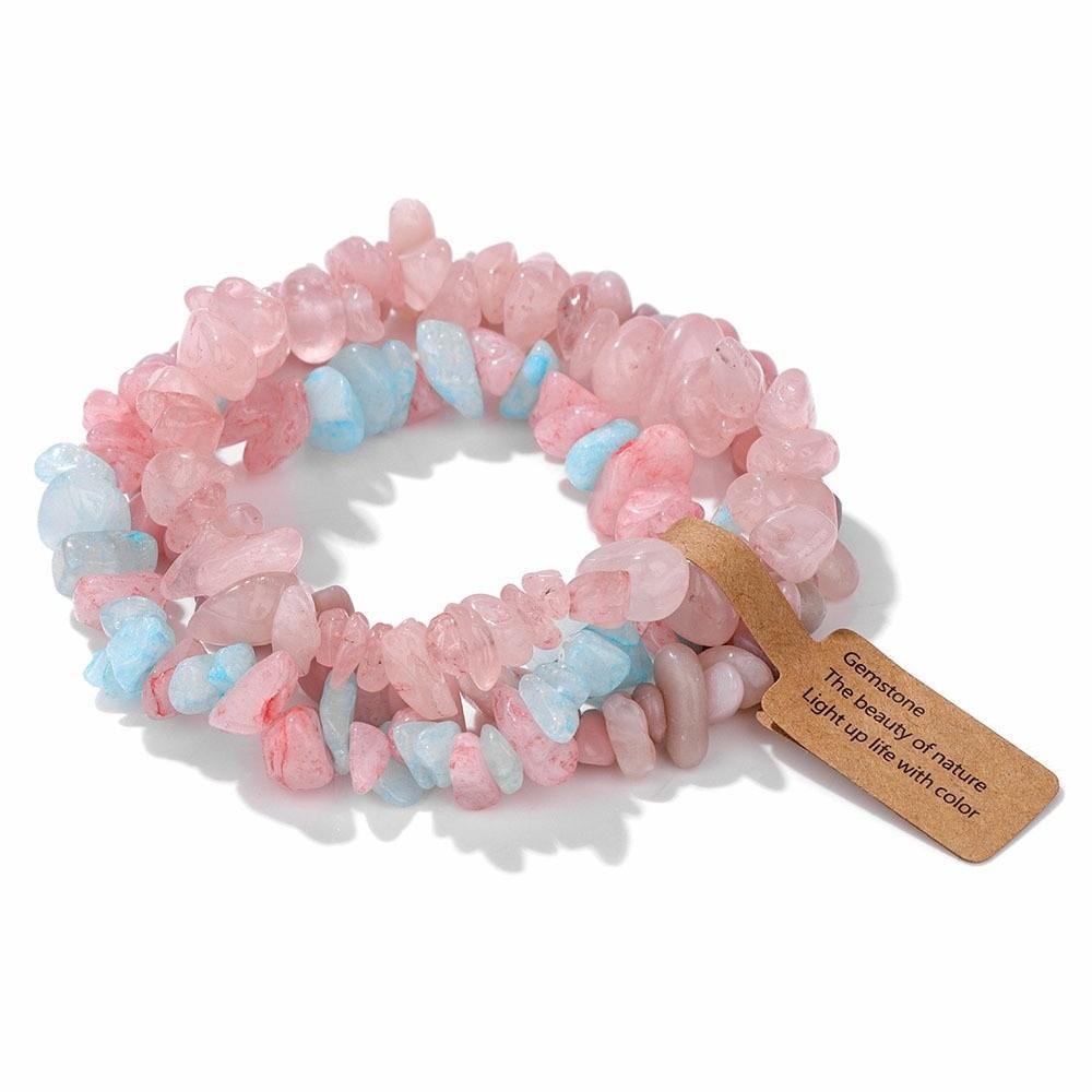 3Pcs/set Bohemian Irregular Crystal Bracelet Elastic Chips Gem Stone Bracelet Multi Color Amethysts Bracelet Energy Jewelry