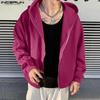 INCERUN Herren Herbst Reißverschluss Langarm Kapuzenpullover Casual Hoodies