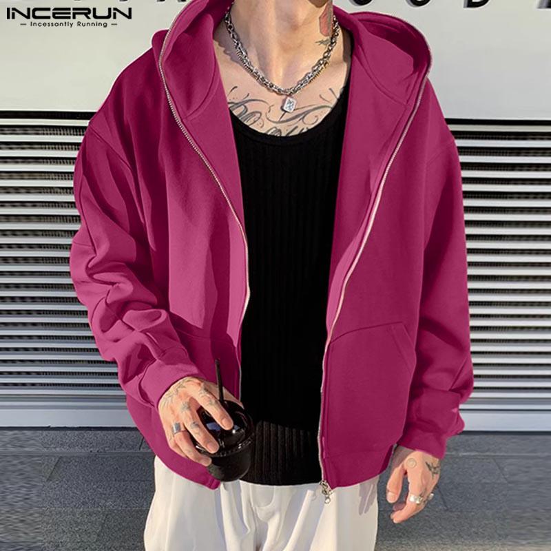 INCERUN Bărbați Toamnă Fermoar Mânecă lungă Hanorace cu glugă Hanorace casual
