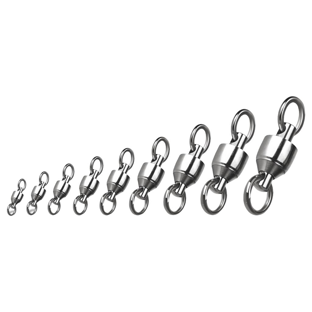 20Pcs Bearing Fishing Swivel Line Connector Saltwater Fishing Tackle Stainless Rolling Swivels Barrel Swivel Connectors