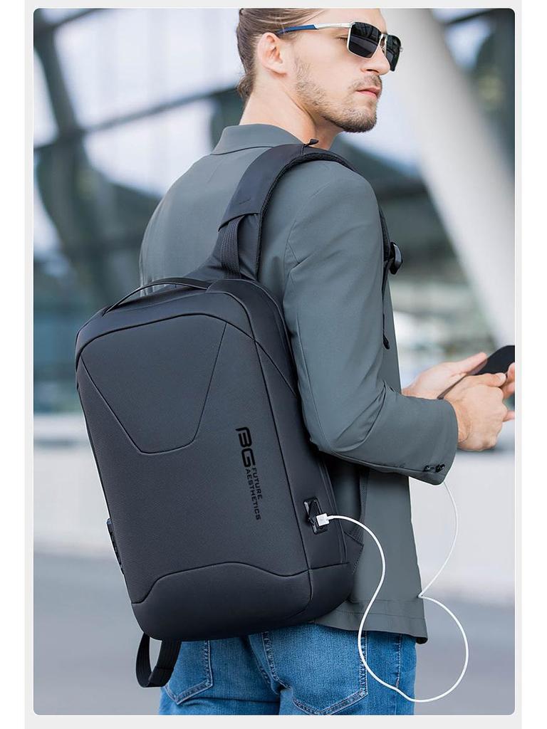 BANGE Waterproof Men's Business Sports Backpack with USB Laptop Compartment