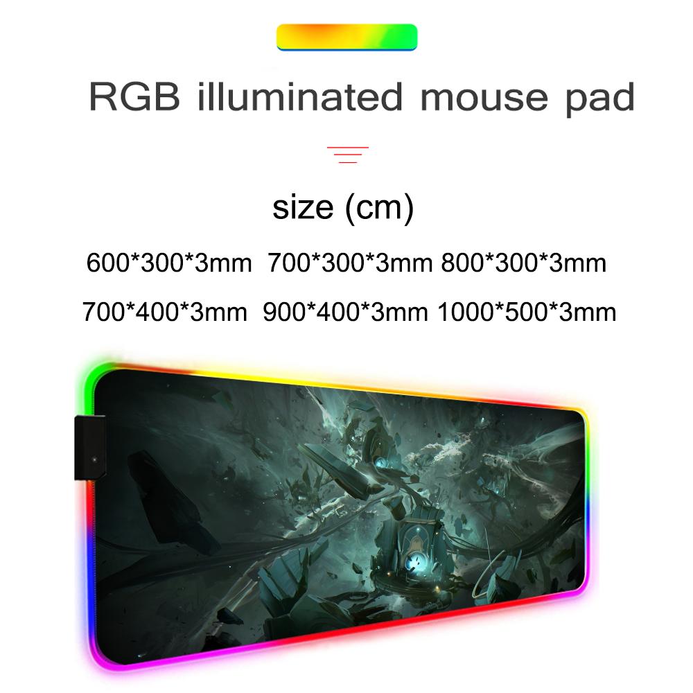 Spiel Warframe Mauspads RGB Gaming-Mauspad Großes LED-Pad PC-Schreibtischmatte Leuchtendes Mauspads Große Tastaturmatten Tischteppich Mit