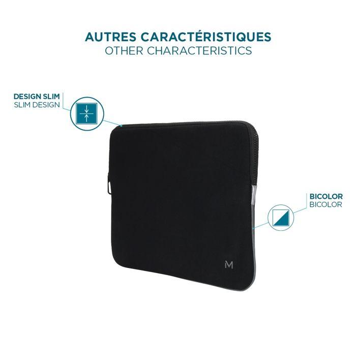 Housse De Protection Para Ordinateur Portable 12.5-14" / MacBook 13" - Pochette En Mousse À Mémoire De Forme - Noir/Gris - MOBILIS