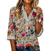 Damen modisches und lässiges Sommer V-Ausschnitt Patchwork Dreiviertelarm Blumenoberteil