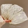 Women's Summer Pastoral Lace Bow Headband with Wide Mesh Edge and Flowing Ribbon