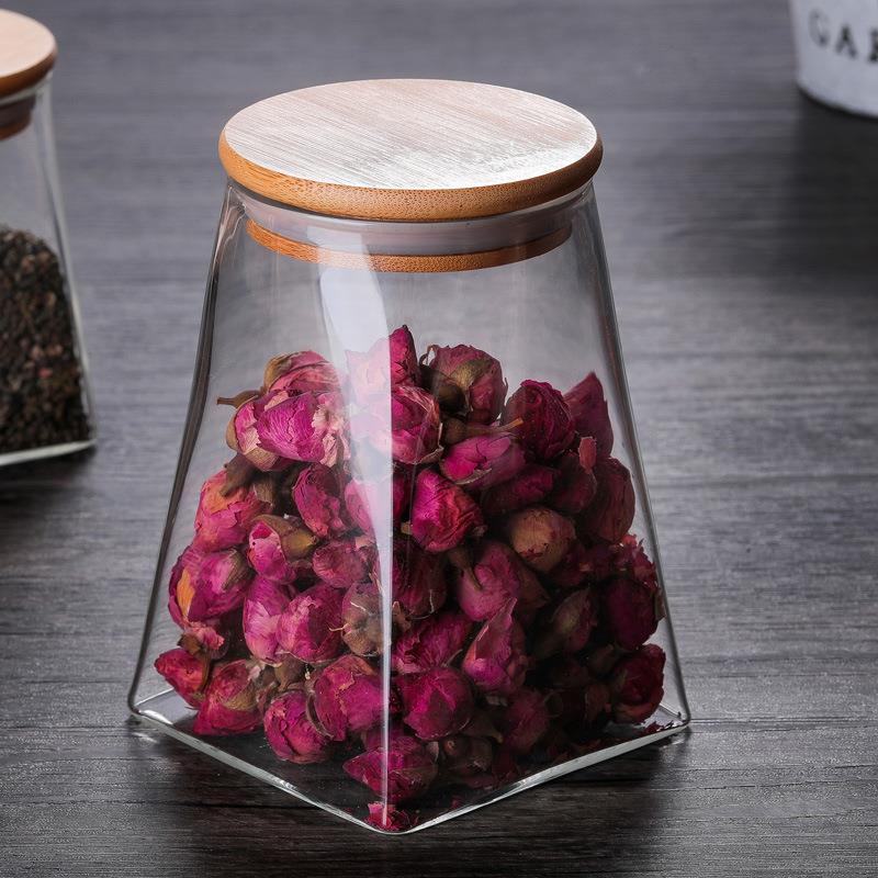Square Transparent Borosilicate Glass Tea Storage Jar - Multiple Sizes Available
