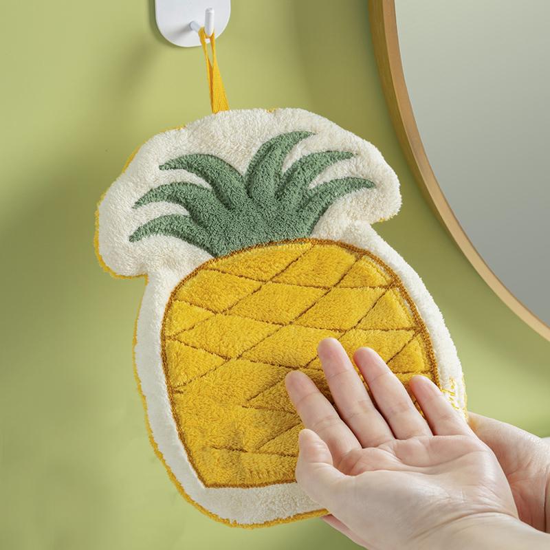 Fruit Hand Towel Kitchen Absorbent Cleaning Cloth Soft Bath Hanging Towels Kids Bathroom Flower Hand Cloth Home Supplies