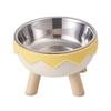 Pet bowl anti knock plastic feeding bowl drinking water protection cervical spinedrinking waterbowl high footstainless steelbowl