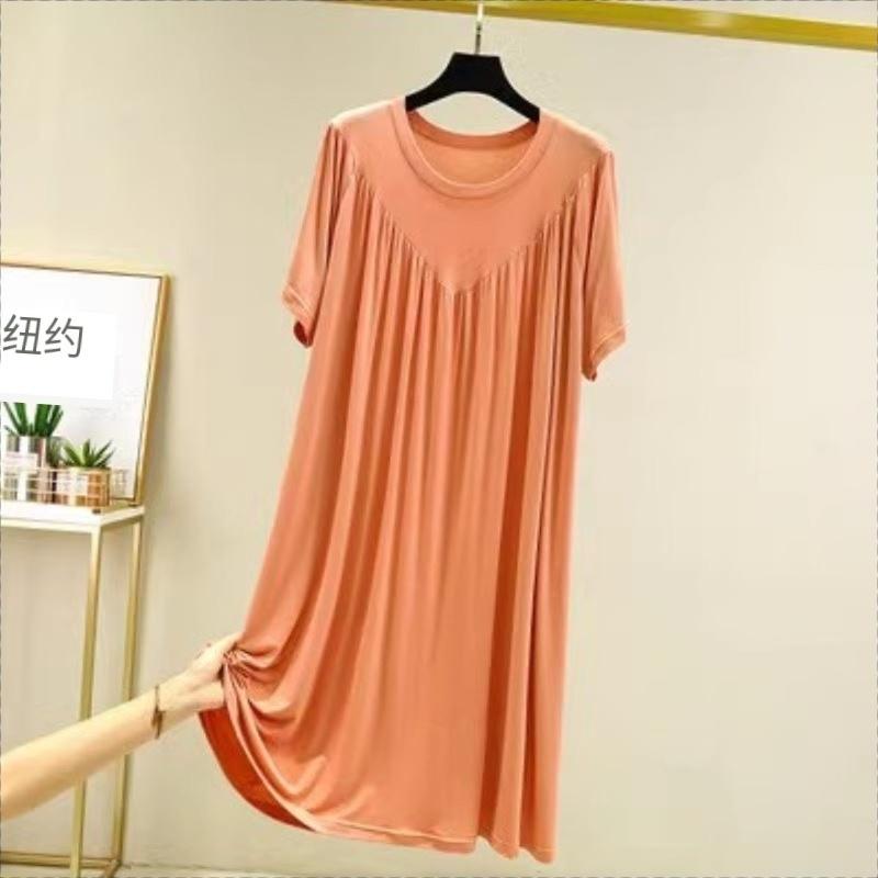 Women Dress Pullover Lady Night Robe Short Sleeves Stylish Sleepwear Women Night Dress