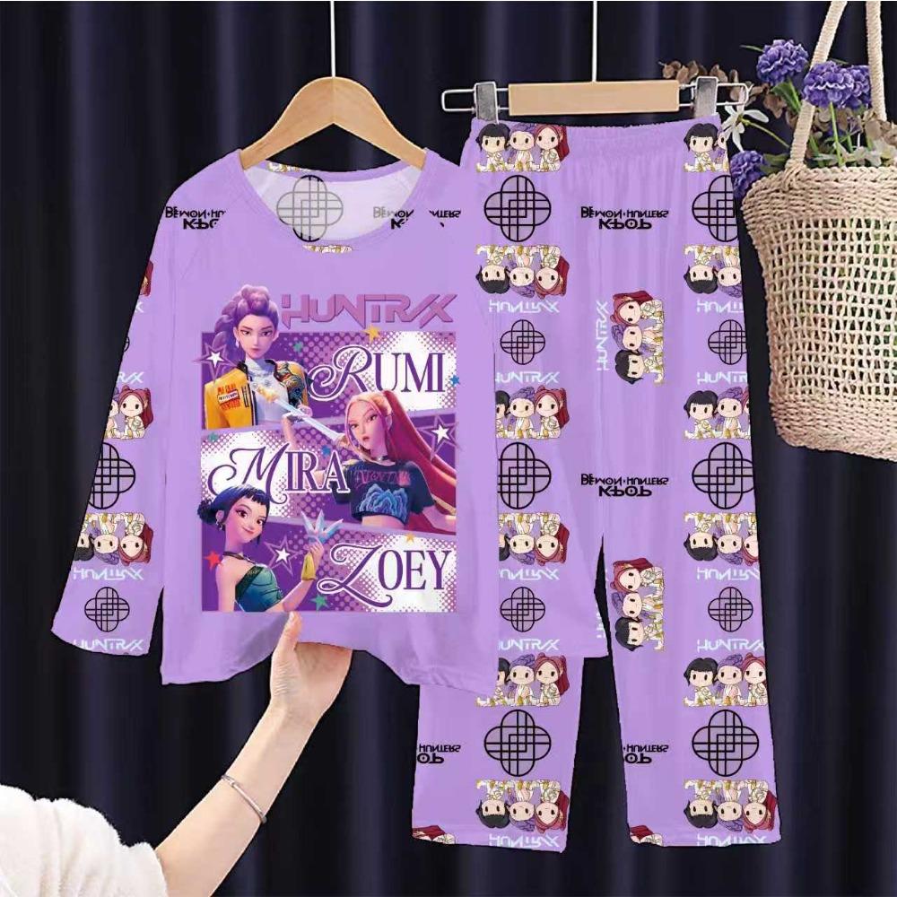 New Demon Hunters Children's Pajamas Long Sleeve Cartoon Girls Babies Middle and Older Children's Loungewear Set