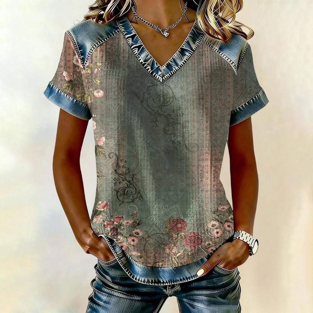 Women's Fashion Casual Retro Print Top