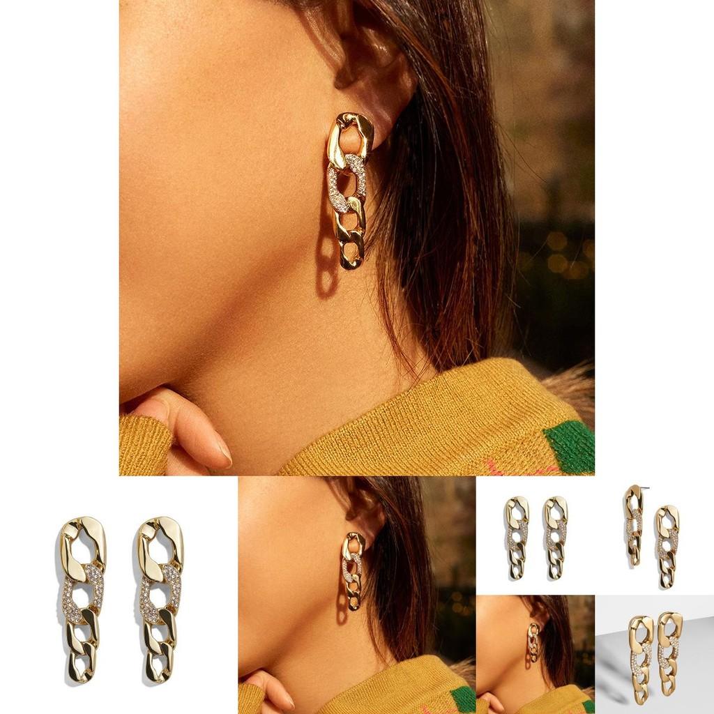 Trendy Alloy Geometric Earrings For Women With Exquisite Diamond Chain Design