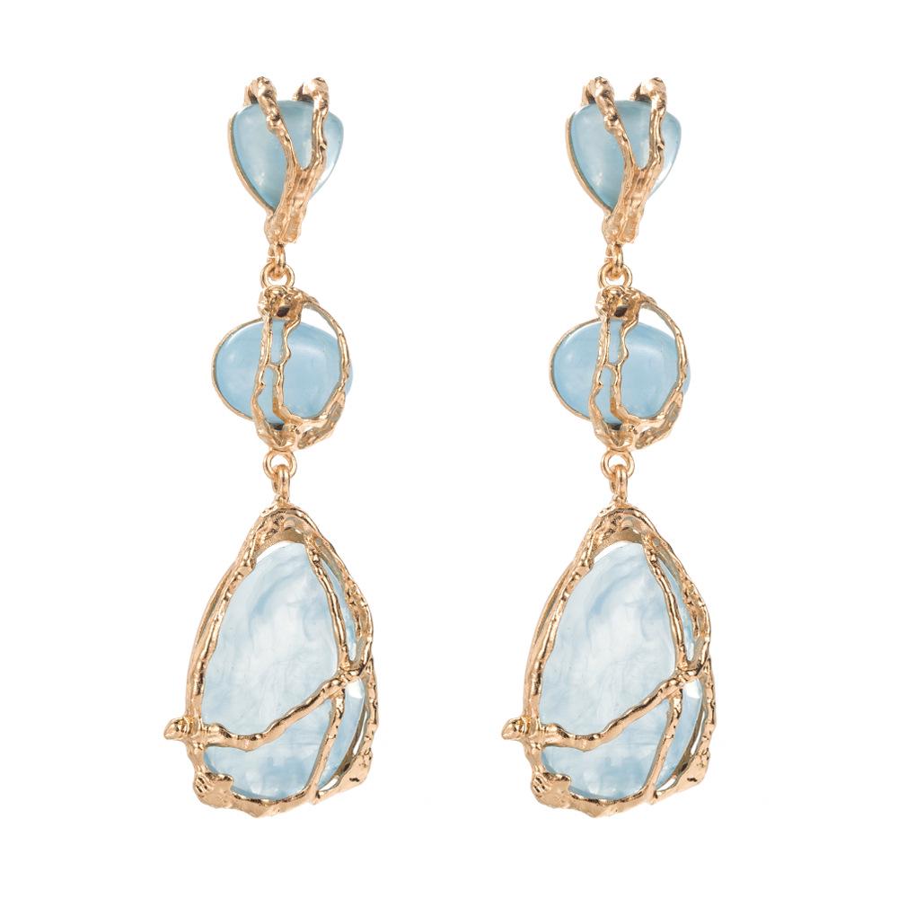

Exaggerated Alloy Chain Mesh Drop Earrings - Elegant Light Luxury for Evening Parties синий