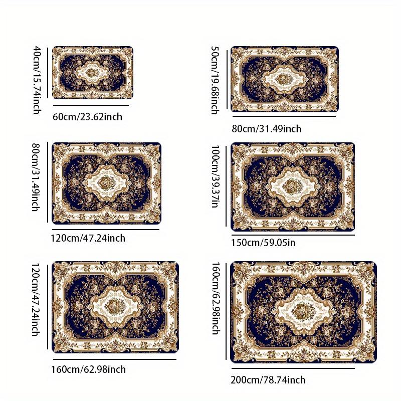 Luxury European Flannel Rug Vintage Floral Carpet Non-slip Living Room Bedroom Floor Mat Home Decor