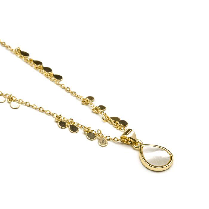 Collier De Nacre Blanche Luxenter Terminé Finition En or Jaune 18K - Lain
