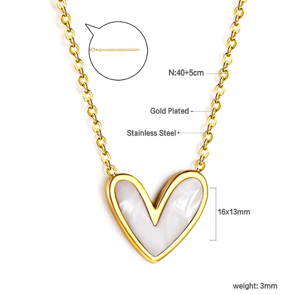 Dainty Shell Jewelry Gold Plated Necklace Women Custom Engraving Pendant Necklace Fashion 316L Stainless Steel Heart Necklaces
