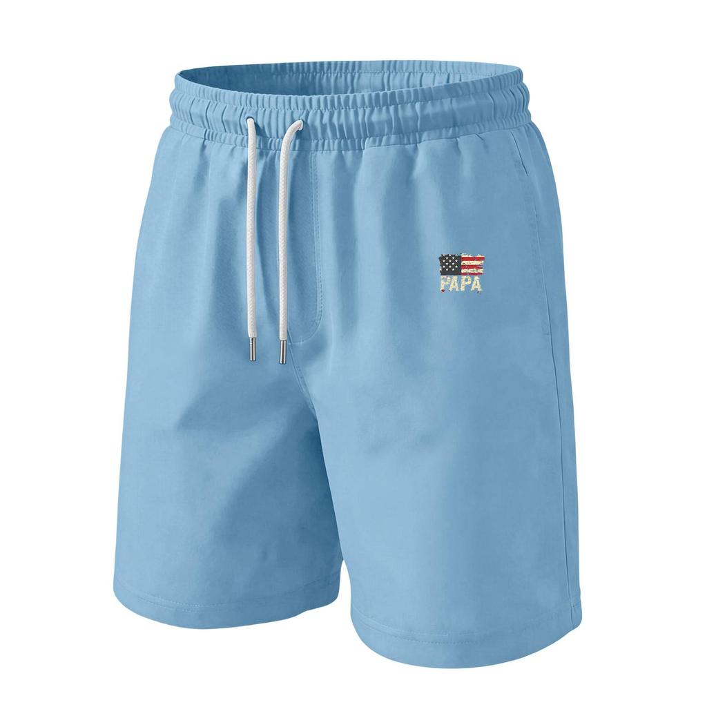 Men's Father's Day & Independence Day Flag Printed Casual Drawstring Waist Shorts