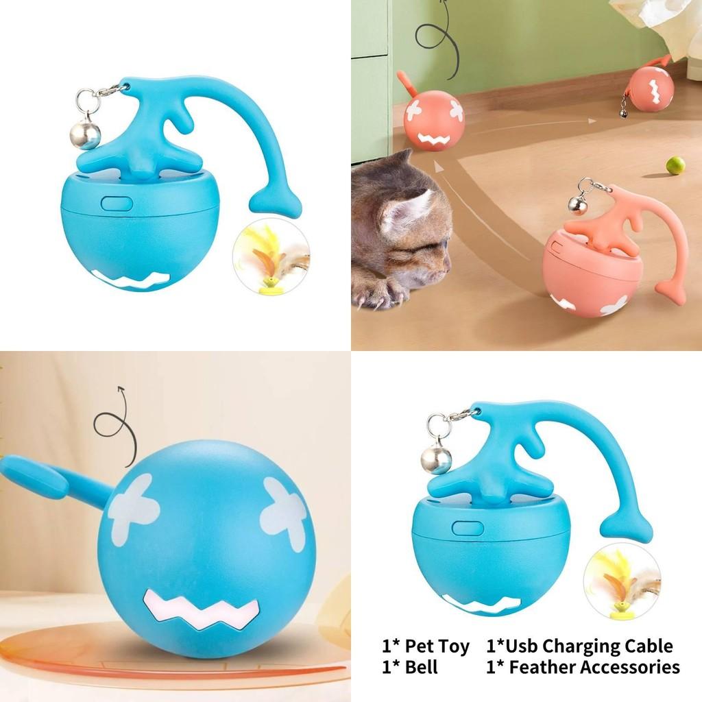 Rechargeable Interactive Fishbone Rolling Cat Toy With Bright Led Lights And Fun Colors