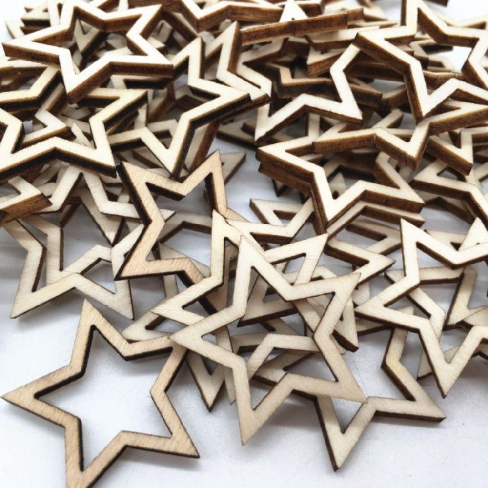 

100pcs Star Shape Hollow Star Shape Wood Pieces for DIY Craft Making