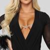 Nicht-Piercing Quadratischer Kristall Strass Brustwarzenkette Schmuck