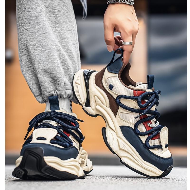 Vintage Low Top Thick Soled Casual Increase Sports Shoes for Men Autumn Fashion Trend Versatile Comfortable Chunky Sneakers