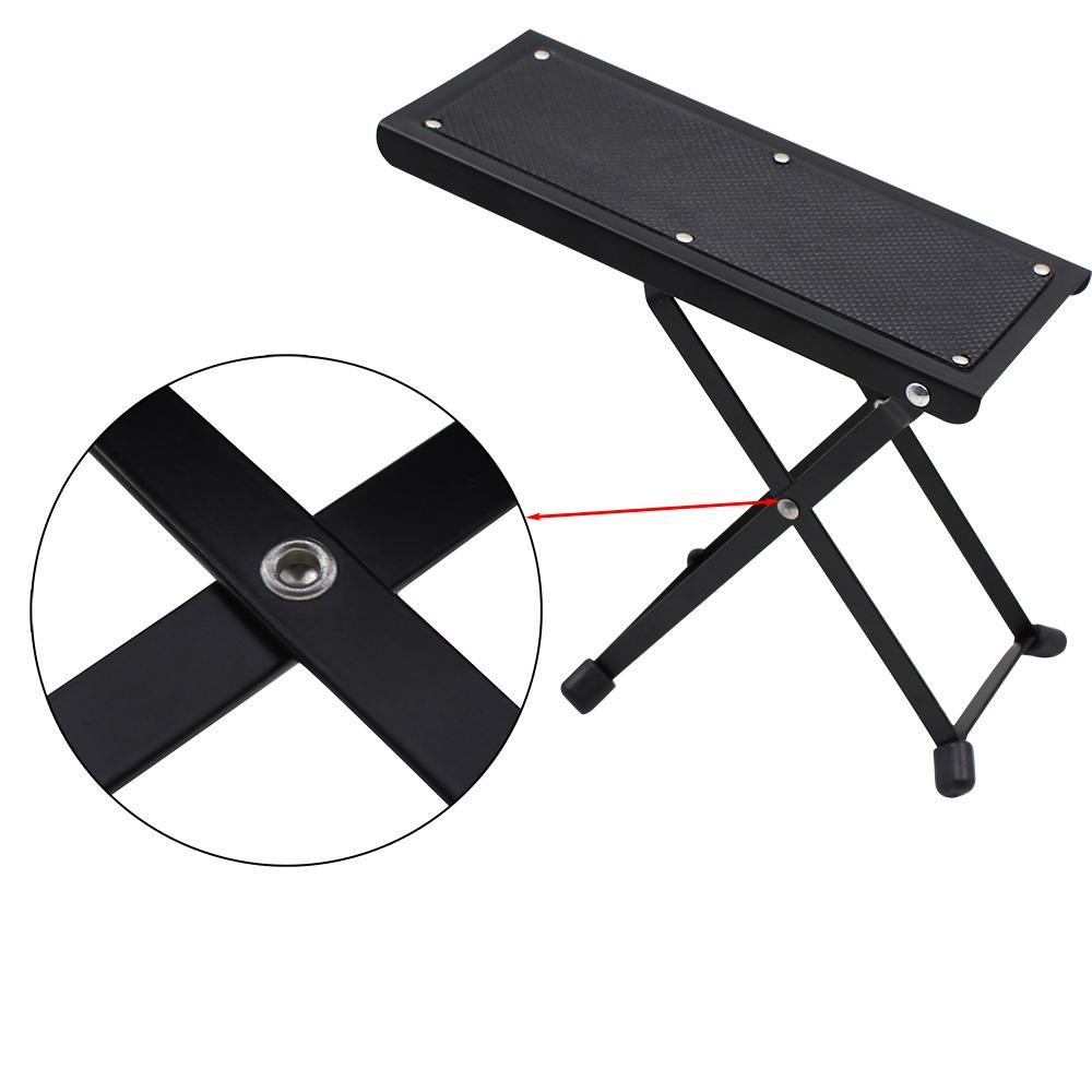 Guitar Foot Stool 4 Position Height Adjustable Foldable Guitar Pedal Foot Rest Step Footstool Black for Guitar Pedal Mini Tools