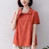 Women's Pure Cotton T-shirt with Turn-down Collar a Versatile New Style Simple and Fashionable Summer Top Loose Fit