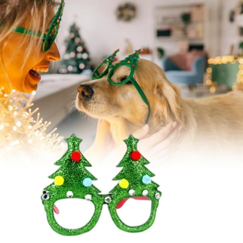 Christmas Decorative Plastic Frame Eyeglasses Set For Holiday Parties And Family Gatherings With Lightweight Design