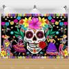 1pc Mexican Day of the Dead Background Skeletons Guitar Dia De Muertos Festive Decoration Party Supplies Fiesta Photo Shoot Prop