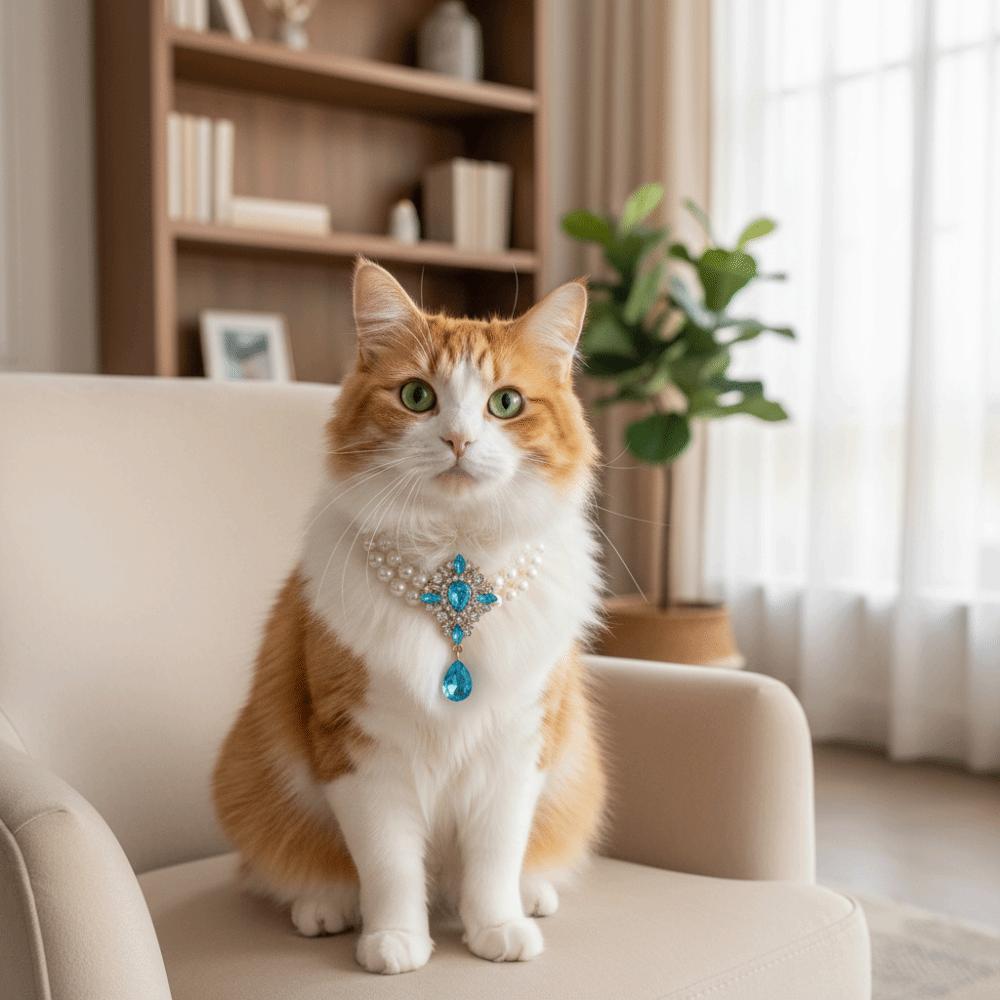 Vintage Pet Pearl Collar Double Layer Cat Neck Chain Elegant Dog Princess Necklace  Photography