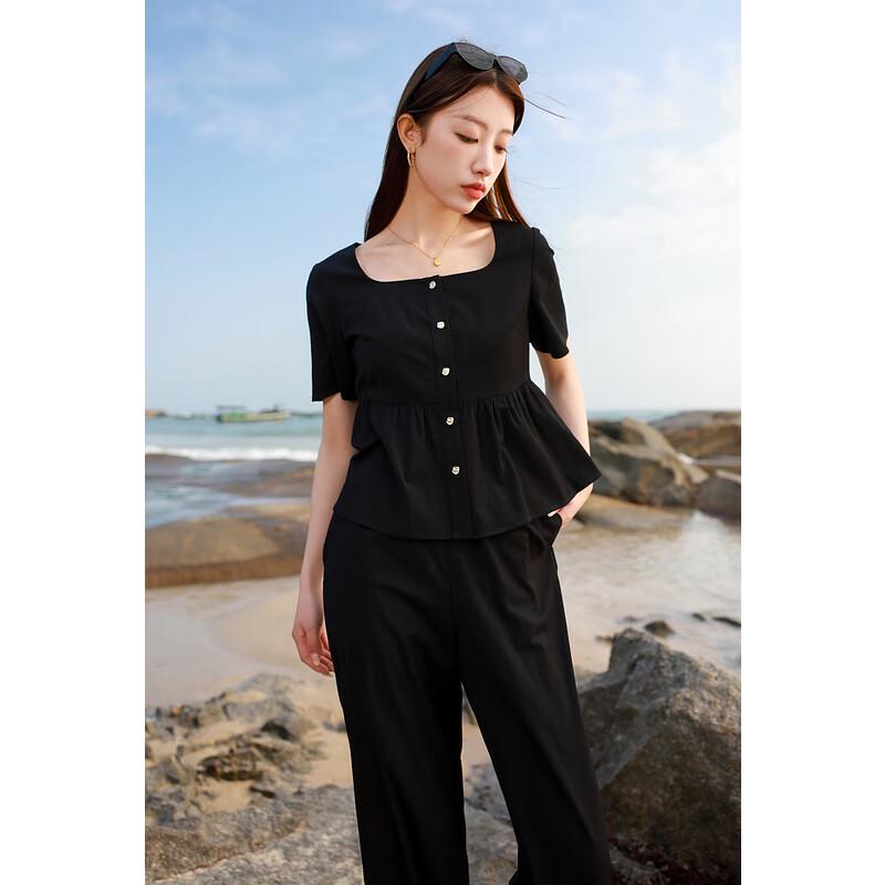 

Комплект женский больших размеров Sancai из топа и брюк из имитации льна 2XL