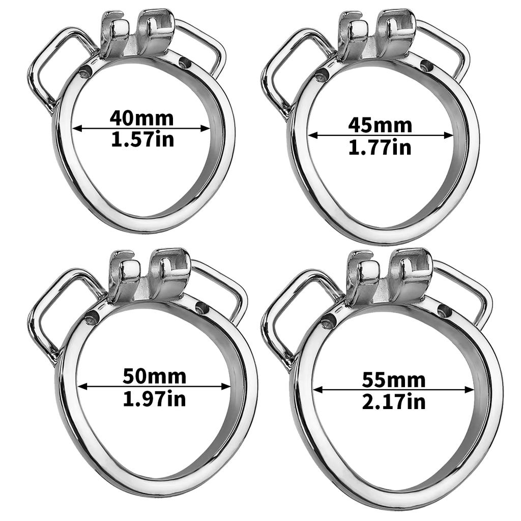 FRRK Small Metal Chastity Device with Attachable Large Dildo Flathead Flat Chastity Cage with Dildo Attachment for Sissy Men