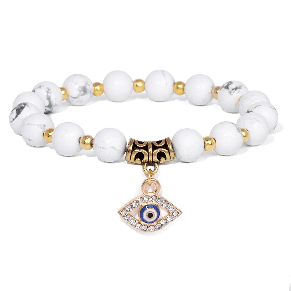 Fashion Evil Eye Natural Stone Beaded Bracelet for Women Men Amulet Protection Jewelry Yoga Spiritual Friendship Gifts