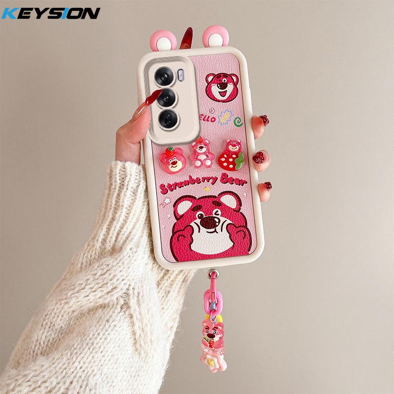 

KEYSION Чехол с милым 3D-мультяшным рисунком для OPPO Reno12 Pro 5G с браслетом, мягкий силиконовый противоударный чехол для телефона OPPO Reno 12 5G for OPPO Reno12 5G