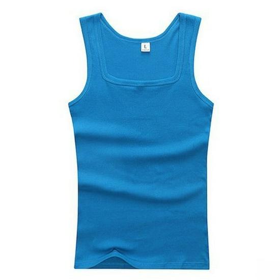 Men's Korean Style Slim Fit Cotton Square Collar Vest for Summer