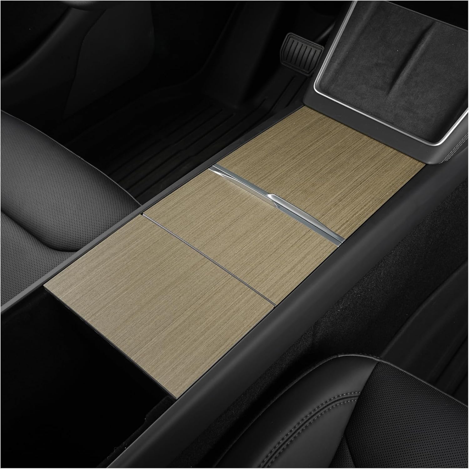 Center Console Silicone Wrap Kit for Tesla Model 3 2024-2025 / Model Y 2025, Tesla Center Console electrostatic adsorption Cover for Model 3/Y Wood Grain for Model3 202