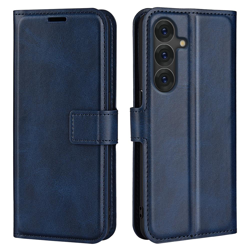 For Samsung Galaxy S25+ Stand Case Anti-Scratch Calf Texture Leather Phone Cover
