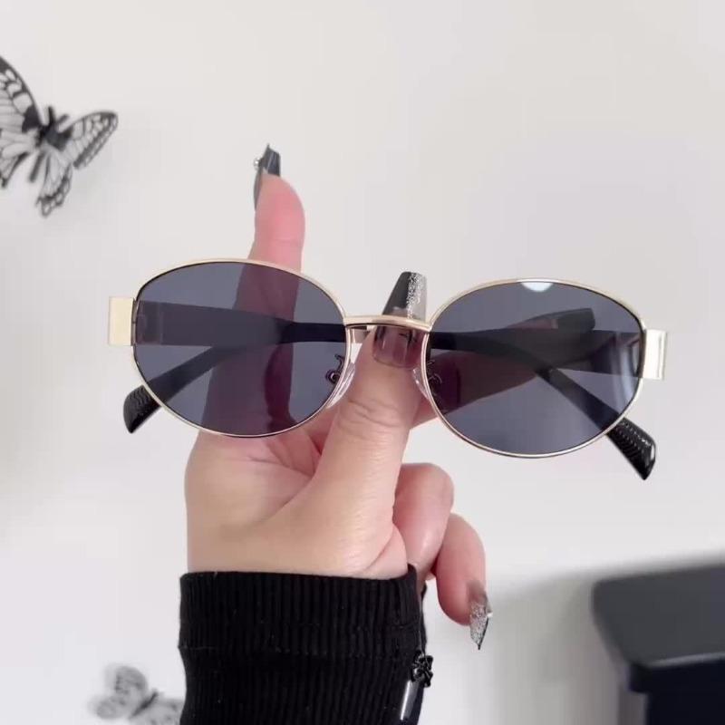 2pcs Summer Women'S Fashion Glasses Retro Oval Frame Combination Unisex Decorative Oval Metal Frame Trendy Eyewear