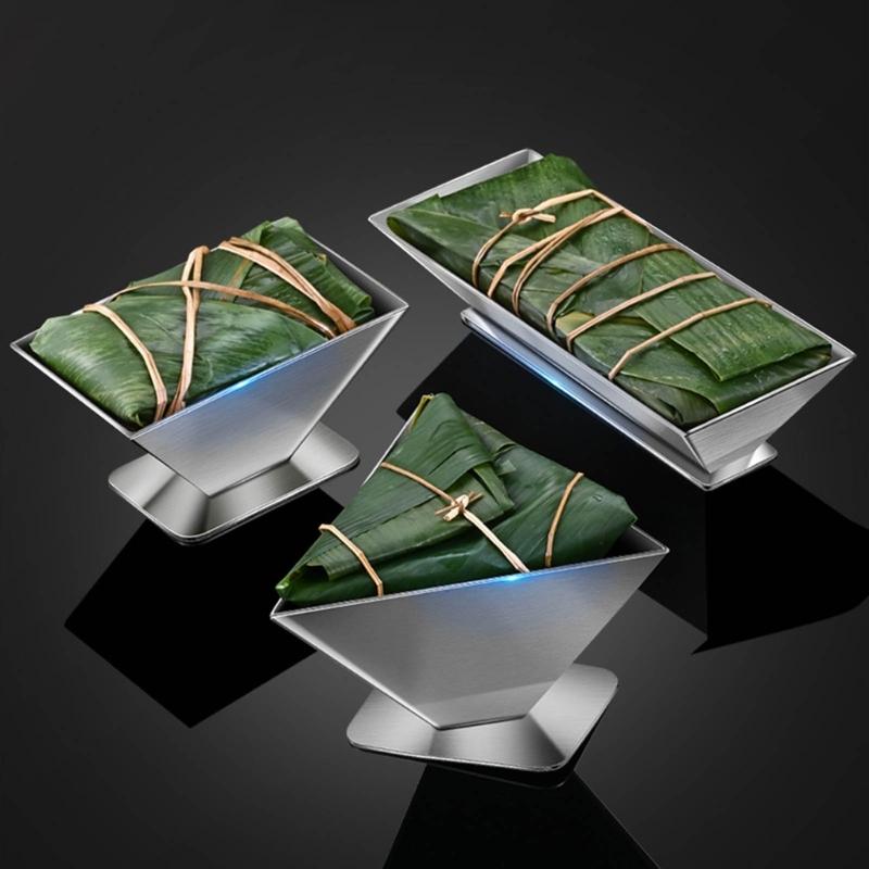 Stainless Steel Zongzi Mold DIY Traditional Chinese Food Rice Dumplings Rice Balls Making Molds Triangular Trapezoidal