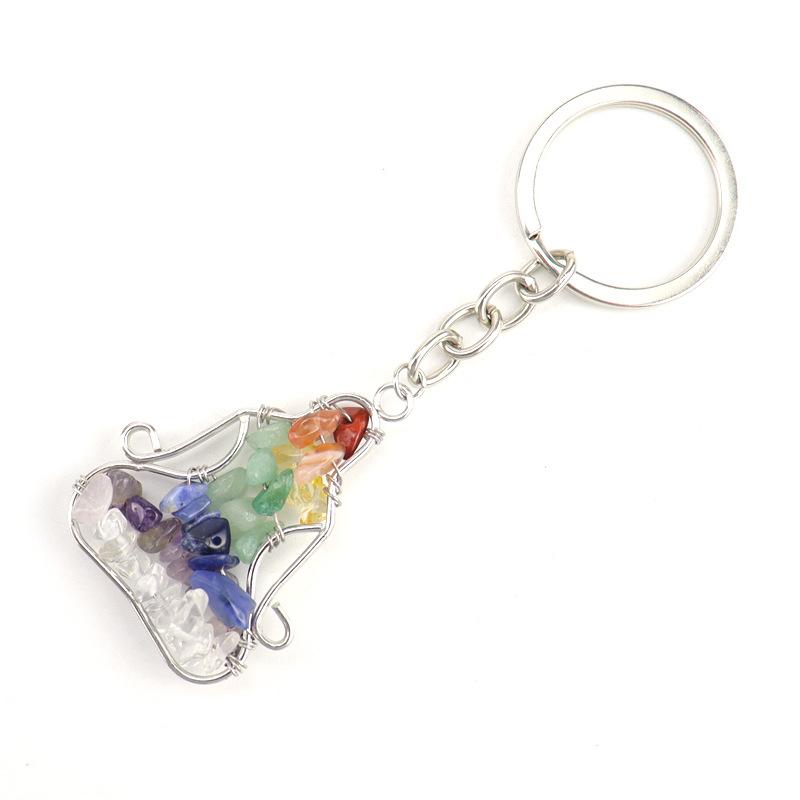 Hand-Wound Natural Gravel Crystal Agate Yoga Man Keychain Key Chain Bag Pendant K13