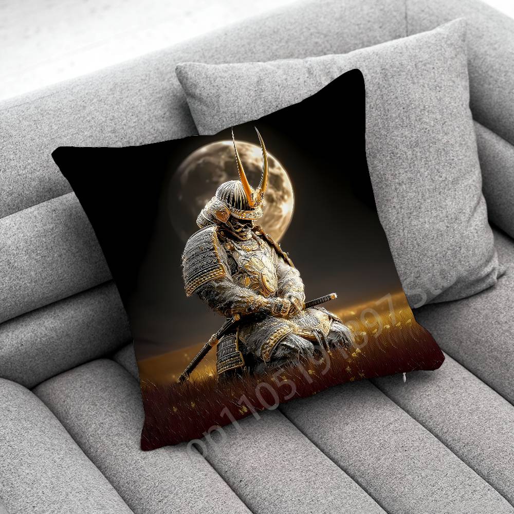 Japanese Bushido Samurai Throw Pillow Case For 55cm 40cm 45*45cm 50cm 30cm Square Office Cushion Cover