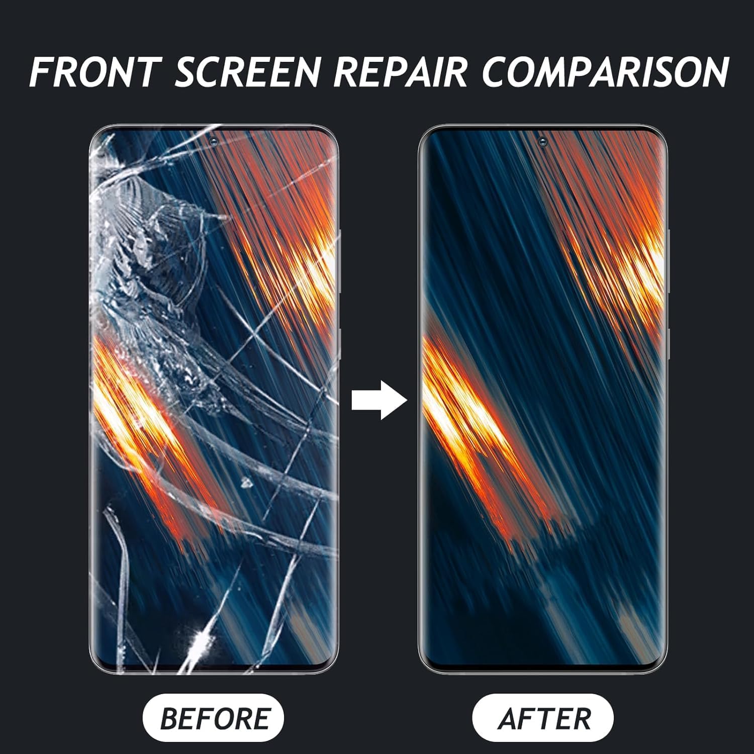 Screen Glass Lens Replacement for S23 Ultra, Front Outer Lens Glass Screen Assembly with Repair Tool, Glue, Phone Screen Repair Accessories
