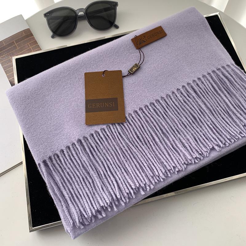 Scarf dual-purpose women's autumn and winter high-end imitation cashmere shawl with a classic solid color warm scarf