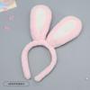 Plush Rabbit Ear Headband Adults Lolita Cosplay Accessory Soft Furry Ears Hairband In Pastel Neutral Tones
