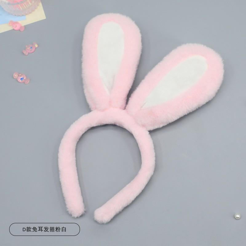 Plush Rabbit Ear Headband Adults Lolita Cosplay Accessory Soft Furry Ears Hairband In Pastel Neutral Tones