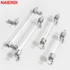 NAIERDI Acrylic Furniture Handles T-Bar Gold Crystal Cabinet Handles and Knobs Zinc Alloy Silver Door Handle Hardware