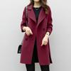 Women's Long-length Autumn Coat, Double-breasted, Long Sleeves, Solid Color