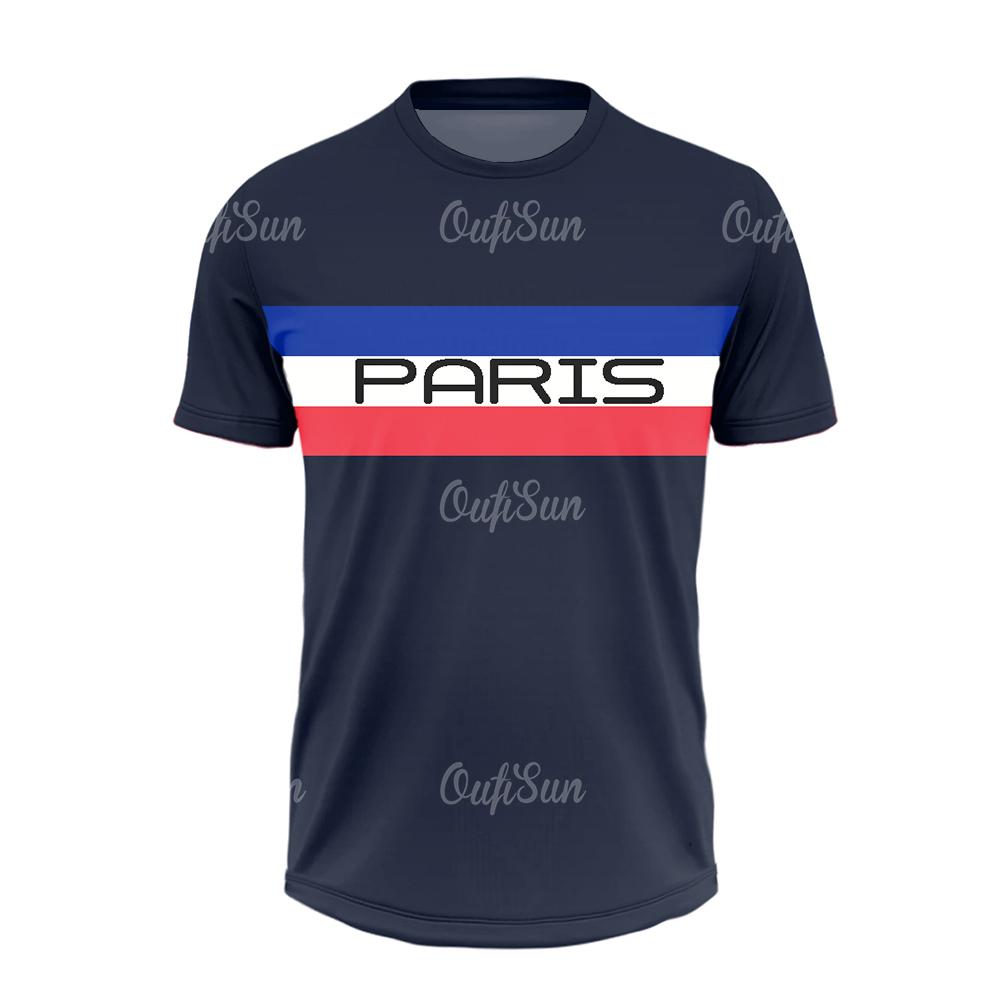 Summer T Shirt For Men Casual Short Sleeve Paris Letter Print Tops Outdoor Sports Fitness Clothing Quick-drying T-shirts